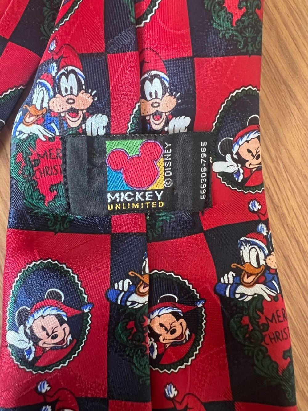 Disney Red and Black Mickey & Friends Christmas Tie - Picture 4 of 6